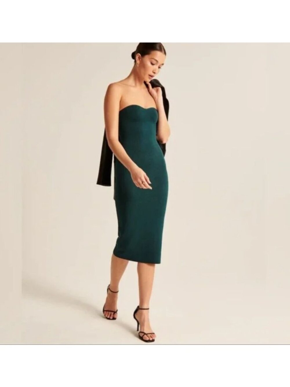 Abercrombie and Fitch Strapless Midi Sweater Dress Teal Green XS Petite